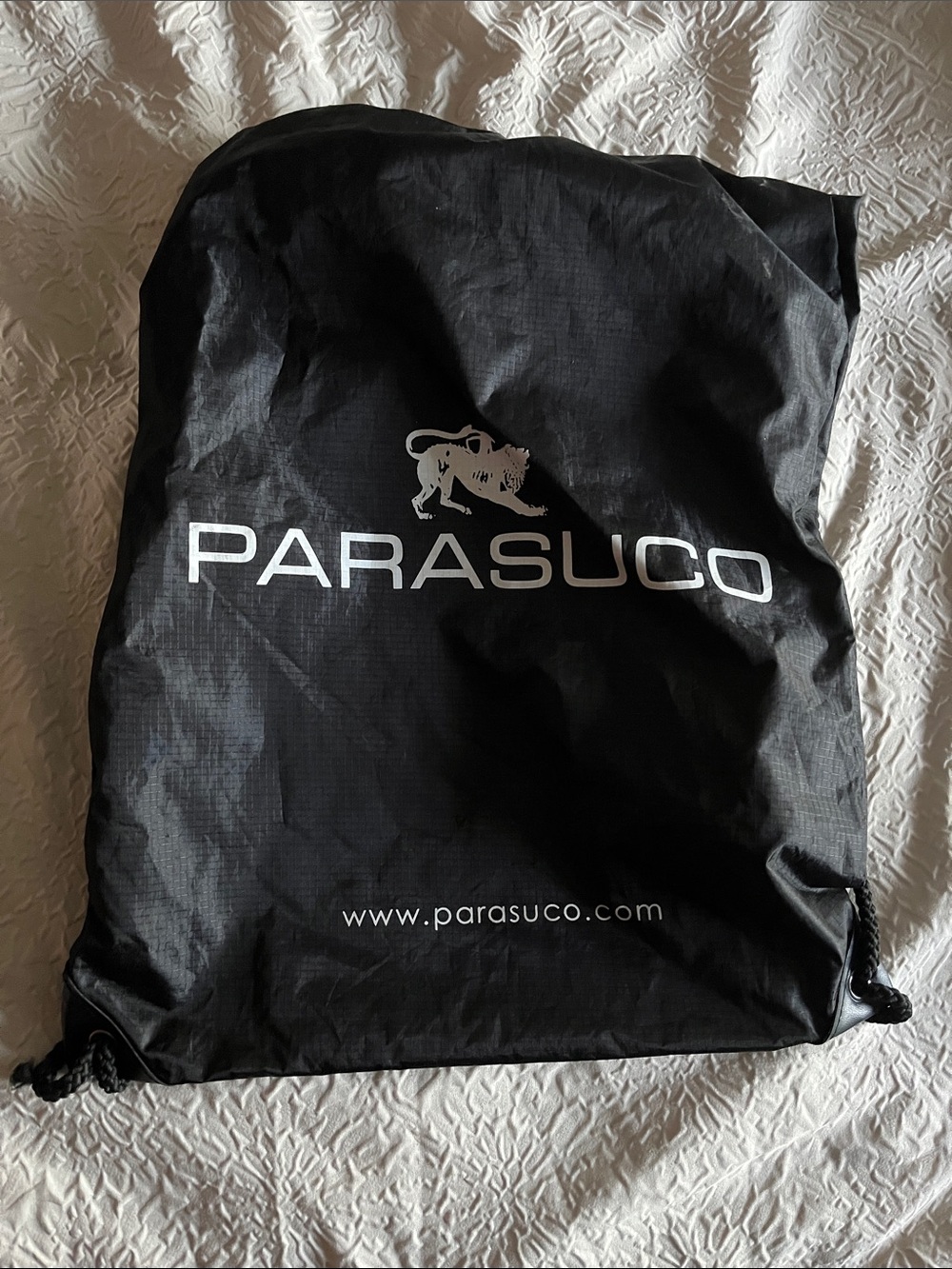 Parasuco Black Logo Drawstring Backpack